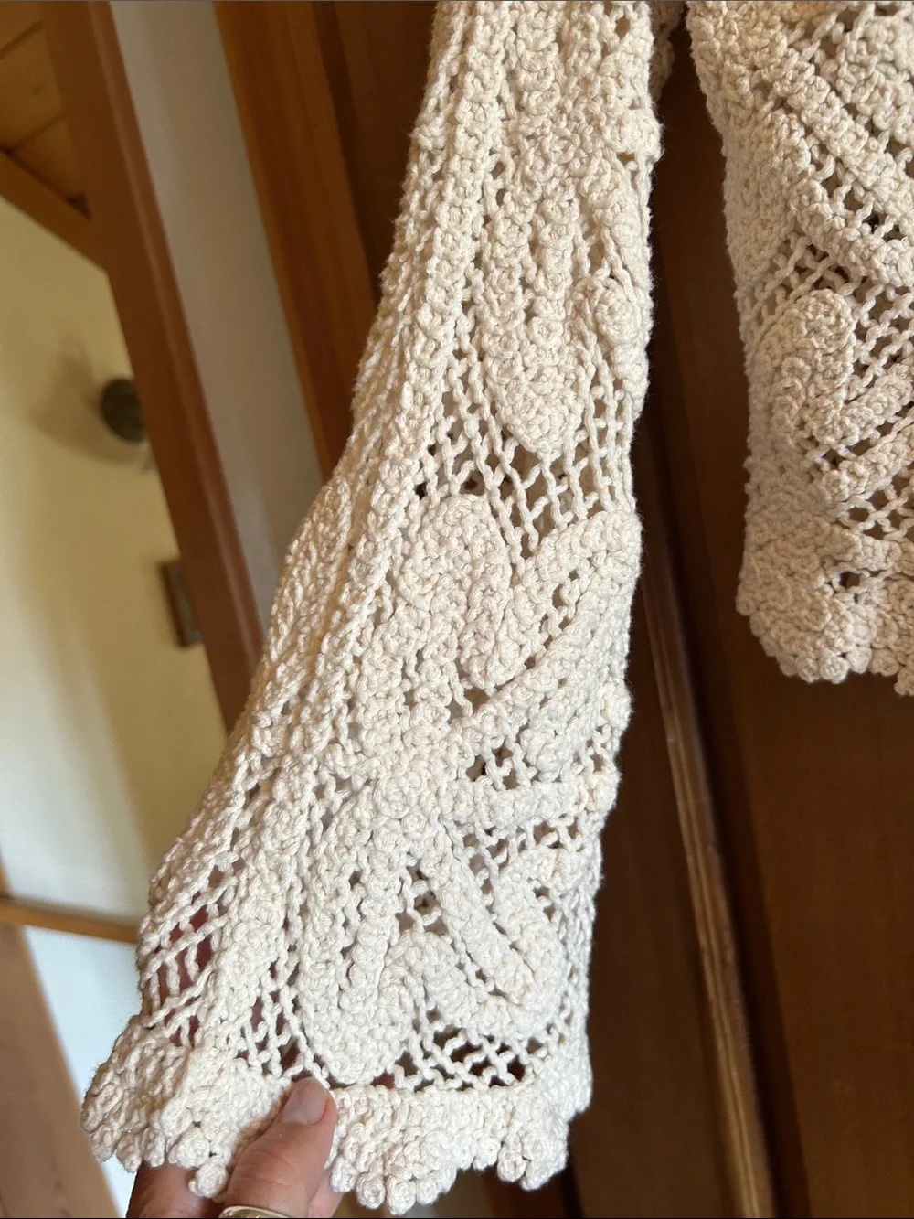 Ultra Pink Crochet V-Neck Button-Front Cardigan - Cream - Picture 5 of 10
